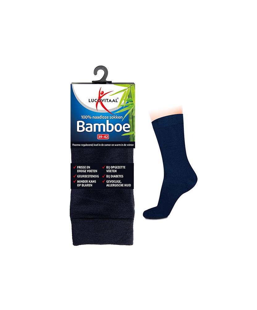 Bamboe sok lang blauw 35-38