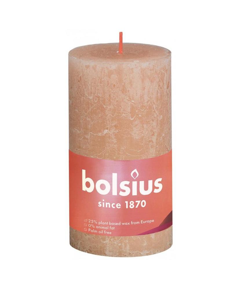 Rustiek stompkaars shine 130/68 misty pink