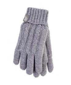 Ladies cable gloves S/M light grey